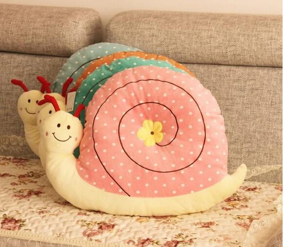 Free shipping 45*35cm plush animals snail high quality soft stuffed pillow cute dot baby toy four colors birthday gifts | Игрушки и
