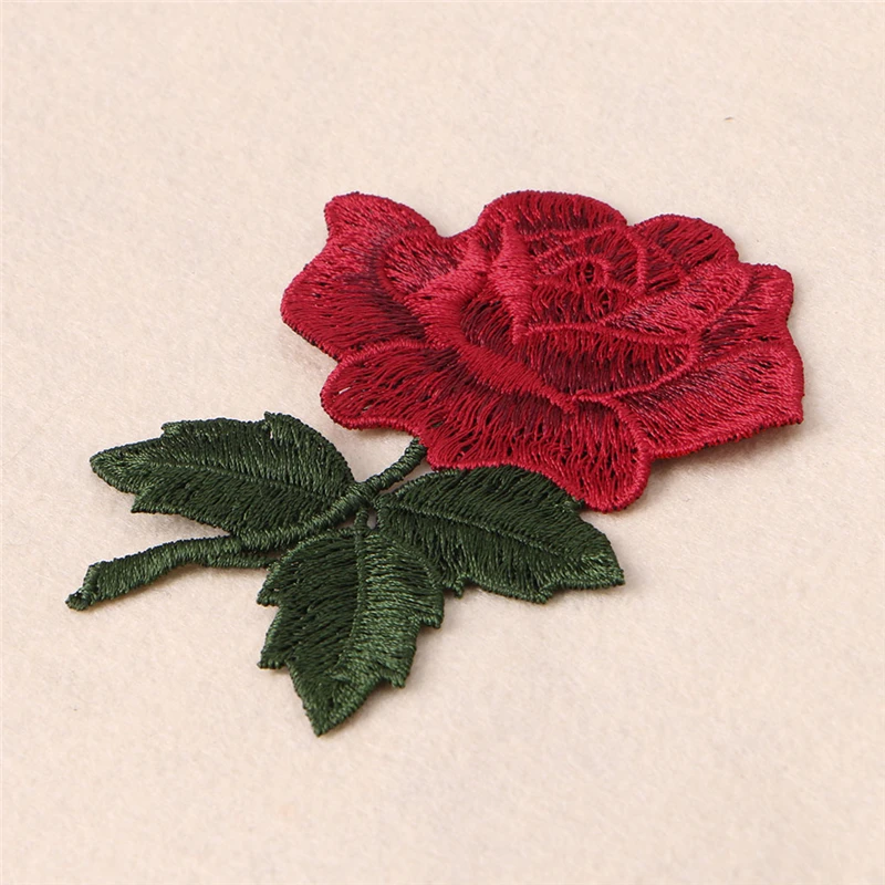 Rose Flower Embroidery Fabric Sew On Patch Bag Hat Clothes Dress Applique Craft | Дом и сад