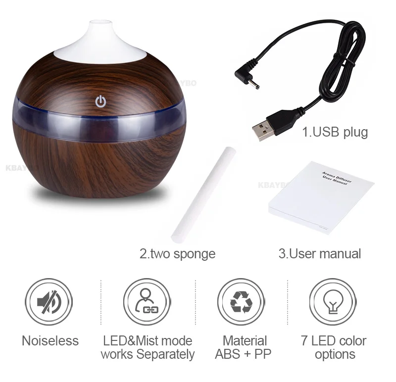 KEBEIER, 300 мл, мини-usb, увлажнитель воздуха, эфирные масла, диффузоры, деревянный Электрический увлажнитель, светодиодный, Ночной светильник, тумана для дома