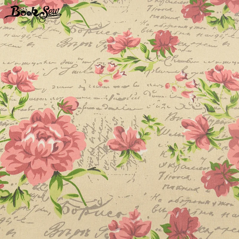 Домашний текстиль хлопчатобумажная льняная ткань с принтом темно розовый цветок