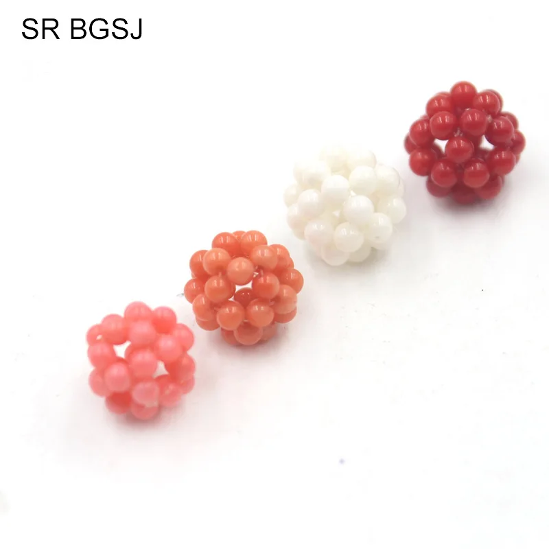 Free Shipping 4pcs 11 12mm Hot Sale Handmade Round 2 3mm Coral Beads Contexture Jewelry Hand knit Ball Beads|Бусины| |