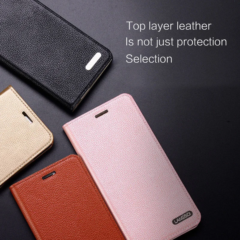 

Luxury leather calfskin litchi texture for Nokia 9 flip phone case all handmade custom