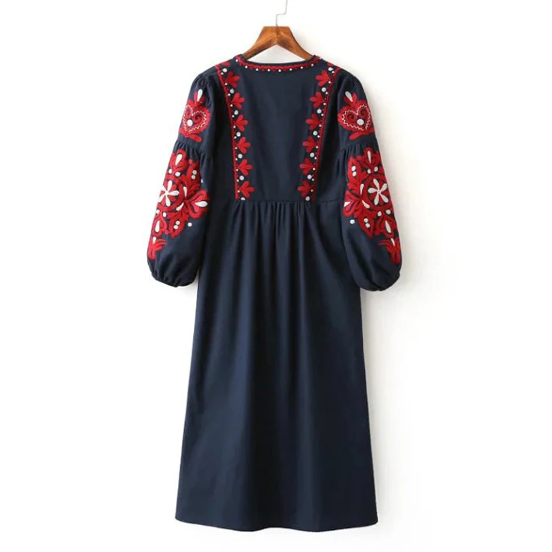 LERFEY женское платье в винтажном стиле Сезон осень с цветочной вышивкой на