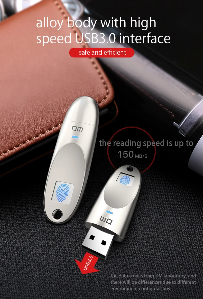 DM PD062 высокоскоростной флеш-накопитель USB3.0 Распознавание отпечатков пальцев зашифрованный 32 Гб 64 ГБ флеш-накопитель безопасность памяти usb 3,0 диск
