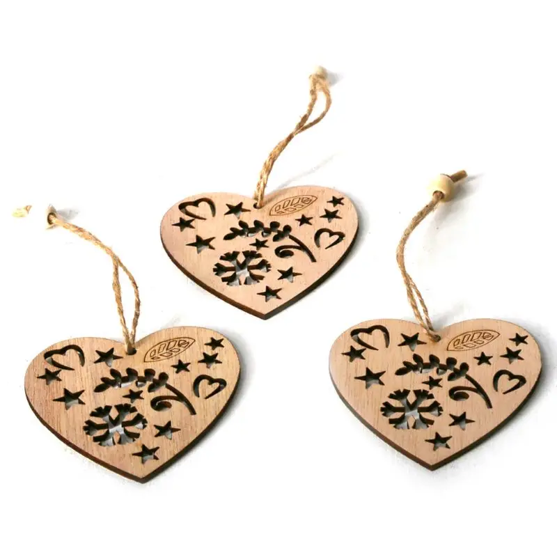 3 шт./компл. Винтаж Рождество сердце звезда кулон с веревкой бисерный орнамент