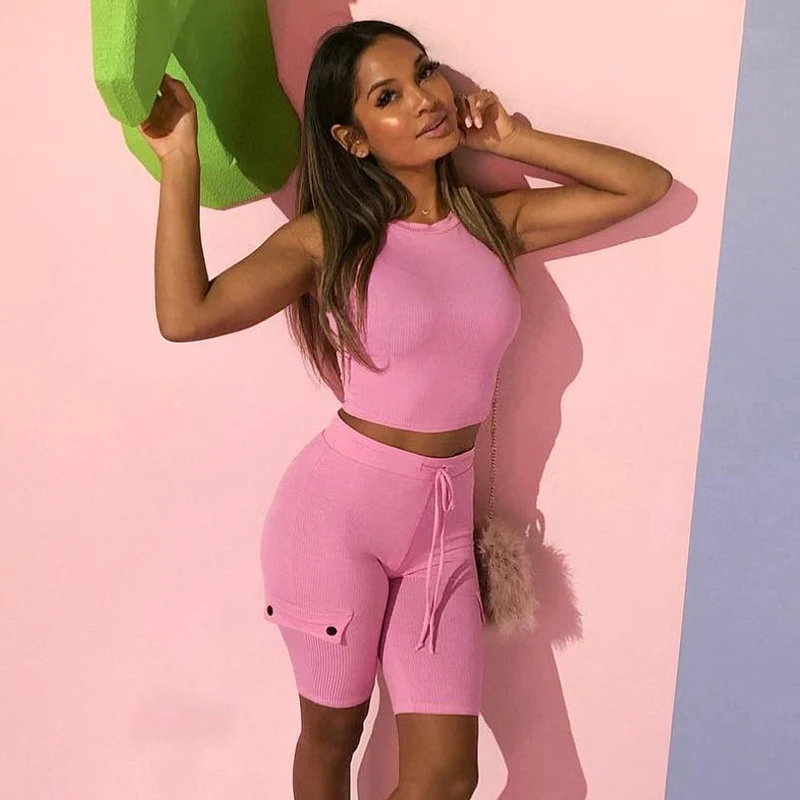 Летняя одежда для женщин женский комплект 2 шт. топы байкерские шорты костюмы