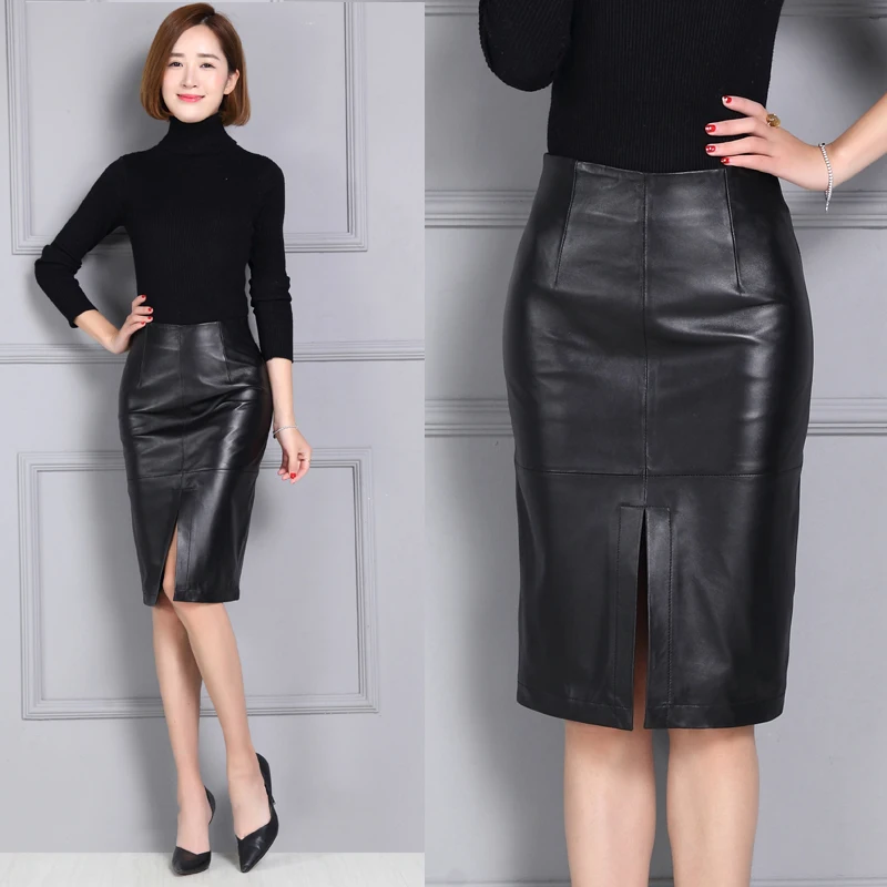 Tao Ting Li Na  Women Genuine Leather Medium-long Sheepskin Skirt 17K117