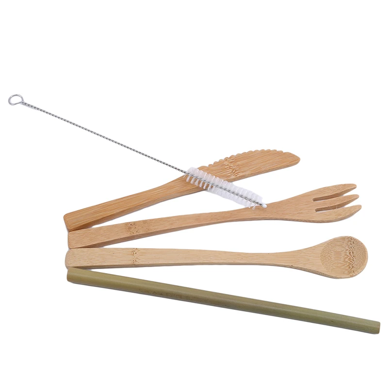 Портативная столовая посуда деревянный столовый набор для кухни бамбуковые