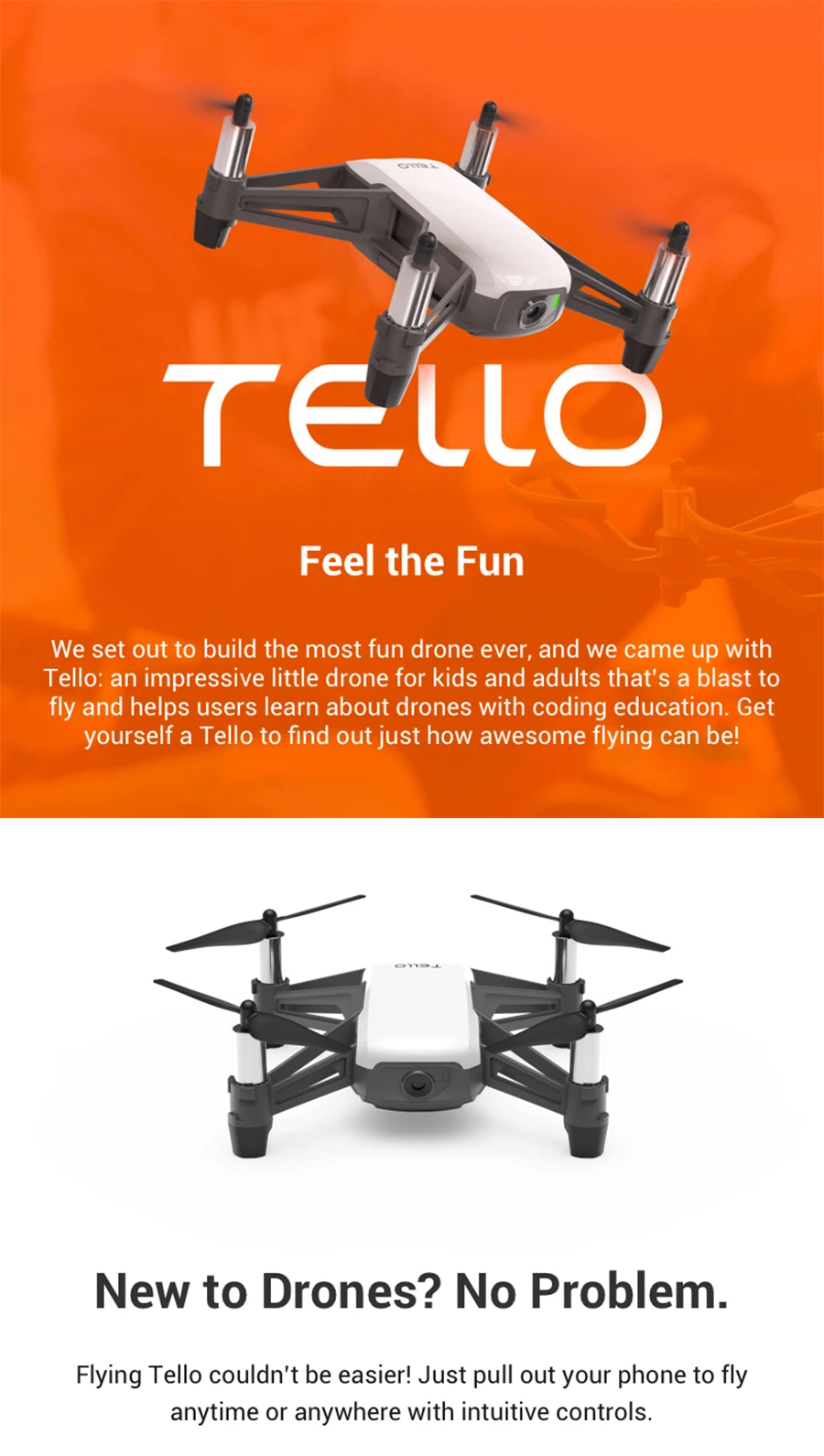 DJI Tello drone выполнять летающие трюки, снимать быстрые видео с EZ Shots и узнать о дронах с кодированием образования