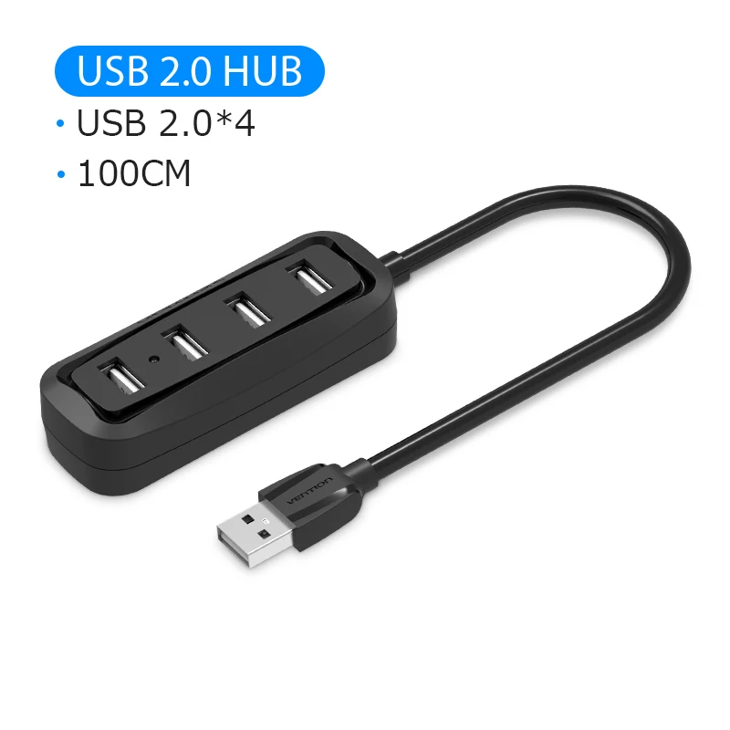 J43-100CM Vention USB концентратор USB 3,0 4 порта портативный OTG концентратор 480 Мбит/с USB разветвитель с светодиодный лампой для Apple Macbook ноутбук планшет USB 2,0 концентратор - Цвет: J43-100CM