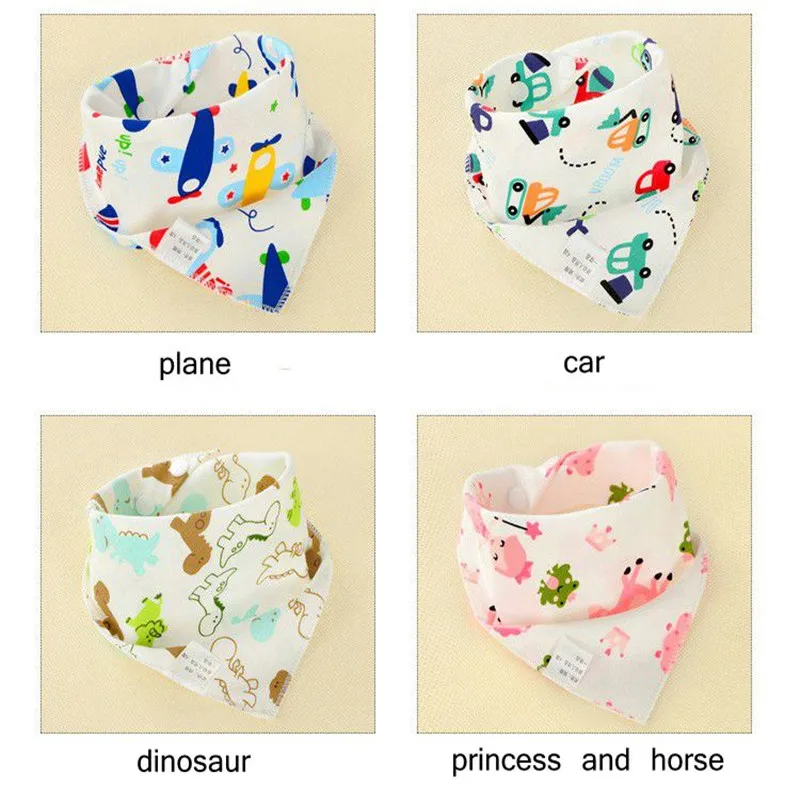 2 шт./лот детские нагрудники водонепроницаемые треугольные хлопковые с рисунком