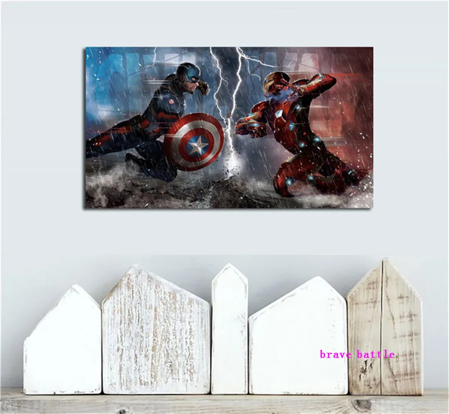 Мстители Капитан Америка Железный человек холст картина печать гостиная