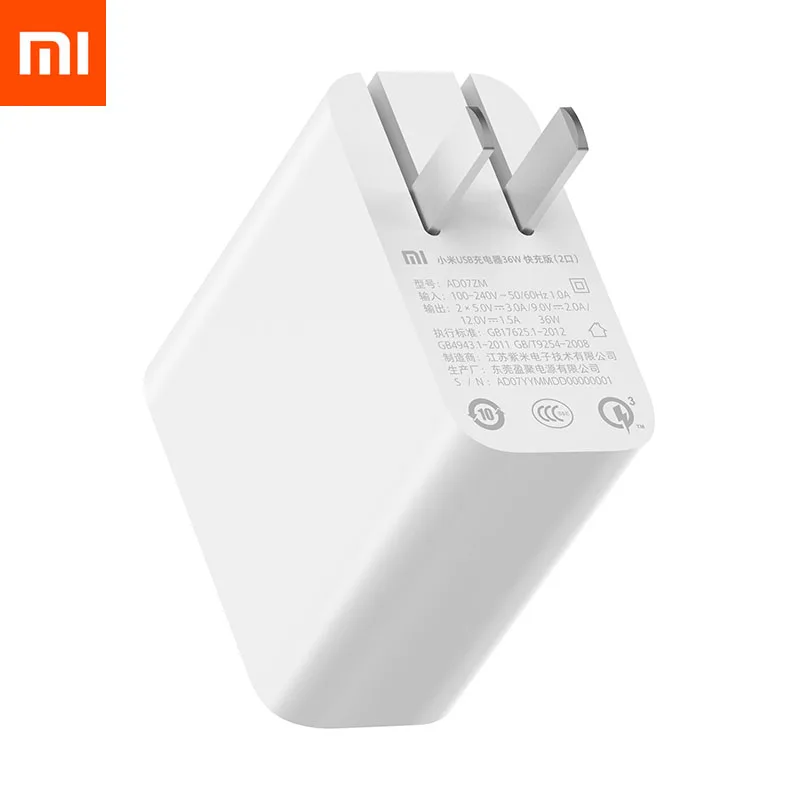 Xiaomi 18 Вт 36 Вт Dual USB QC3.0 5 в 3,0 зарядное устройство быстрое зарядное устройство настенное зарядное устройство для Xiaomi Smart Phone/Tabelt ноутбука с американской вилкой