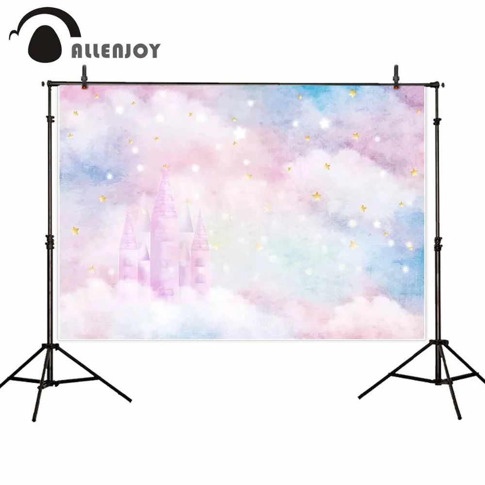 Allenjoy фоны для фотостудии блестящие звезды замок красочные облака детский душ фон день рождения фотосессия