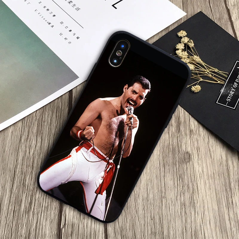 Чехол Freddie Mercury Queen band мягкий силиконовый черный чехол для телефона iPhone 6 6plus 7 8plus 5 5S