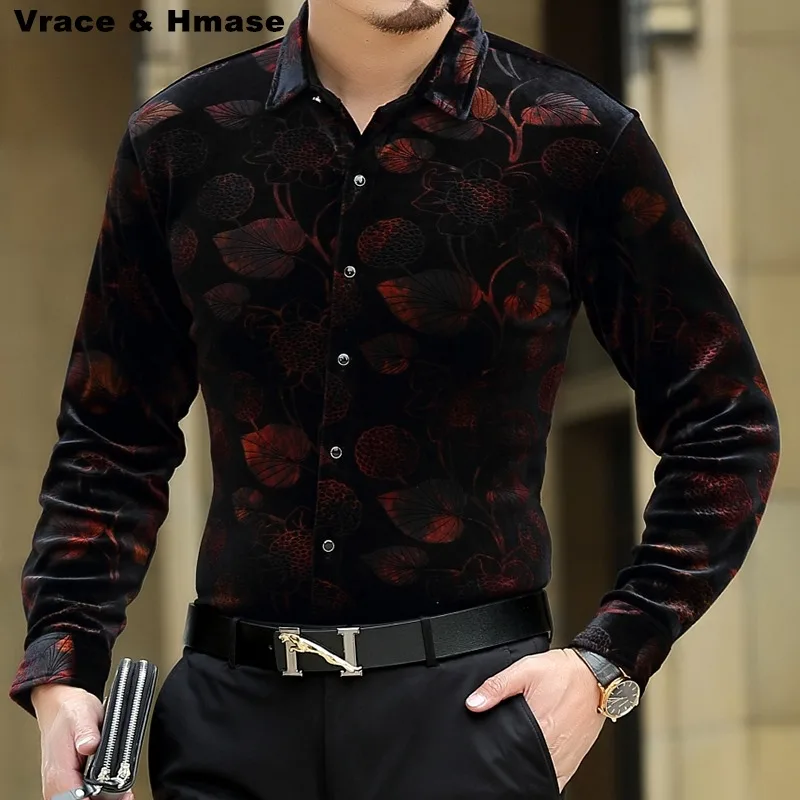 Рубашка с длинным рукавом и цветочным принтом Осень зима 2019|casual men shirt|fashion man shirtmen