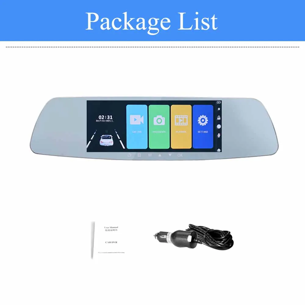 without rear camera ADDKEY Автомобильный видеорегистратор Full HD 1080P 7,0 дюймов ips сенсорный экран рекордер двойной объектив с зеркалом заднего вида Авто регистратор тире камера dvr - Название цвета: without rear camera