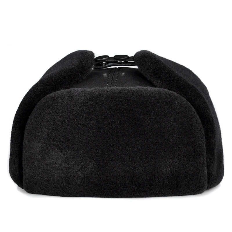 Aorice Genuine Real Leather Men's Bomber Hats Earlflap Foldable Russian Winter Warm Fur Earmuffs Caps Gorro Aviador HL174-F