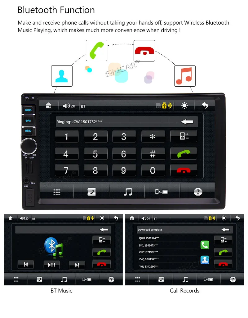 AM In Dash 2DIN 7 дюймов емкостный сенсорный экран MP5 MP3 автомобильный радиоприемник