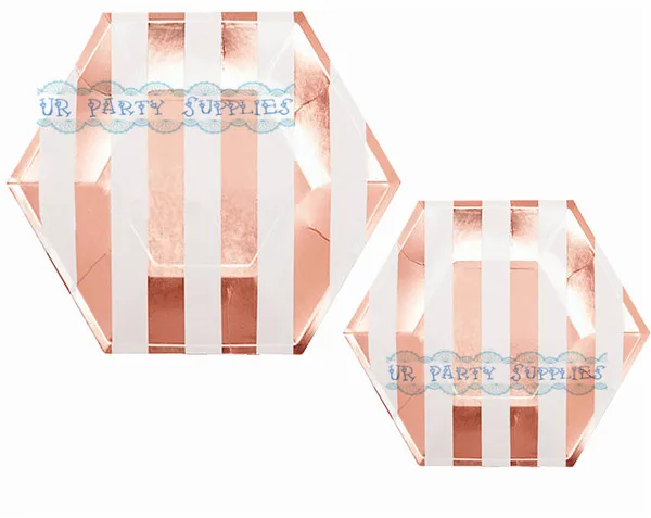 40 комплектов розовые золотые украшения из фольги шестиугольные бумажные тарелки