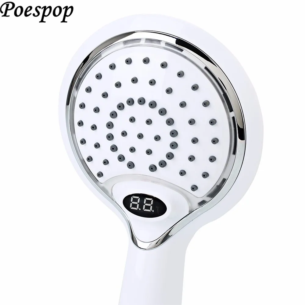 POSEPOP Led Handheld Shower Head.3 Colors head With Temperature Digital Display.Water Powered LCD Spray | Обустройство дома