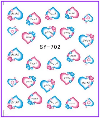 6 упак./лот блестящая водяная Наклейка для ногтей COREOPSIS KAPOK FLOWERSweet Heart Love Valentine SY699-704