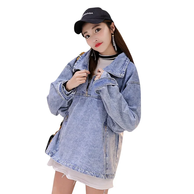 Джинсовая куртка 2018 Женская Харадзюку Стиль Осень Зима базовые куртки пальто