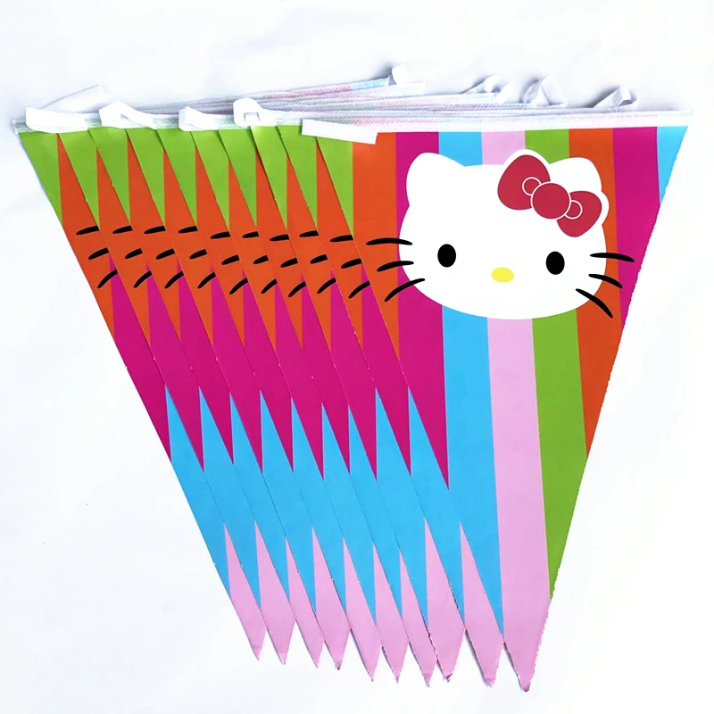 10 шт. рисунок Hello Kitty Mulcolor Вымпел Баннер Флаг Дети День рождения набор посуды