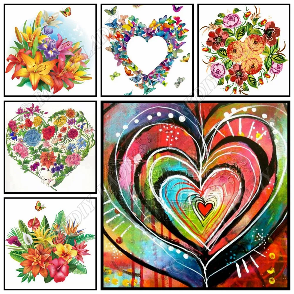 

Full Square / Round Diamond Painting Flowers & Love 5D Diamond Embroidery Crystal Mosaic Pattern Rhinestones Cross Stitch Crafts