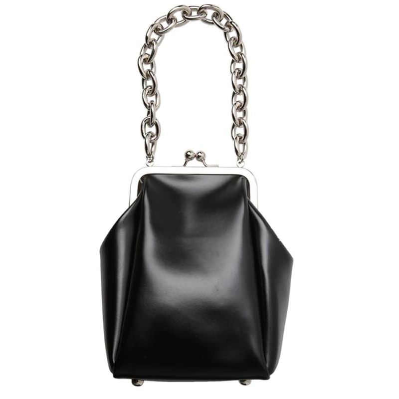 women bag black Новые женские сумки с большой цепочкой, сумки с замком поцелуя, Модные Винтажные Сумки от известного дизайнера, женские Сумки из искусственной кожи - Цвет: women bag black