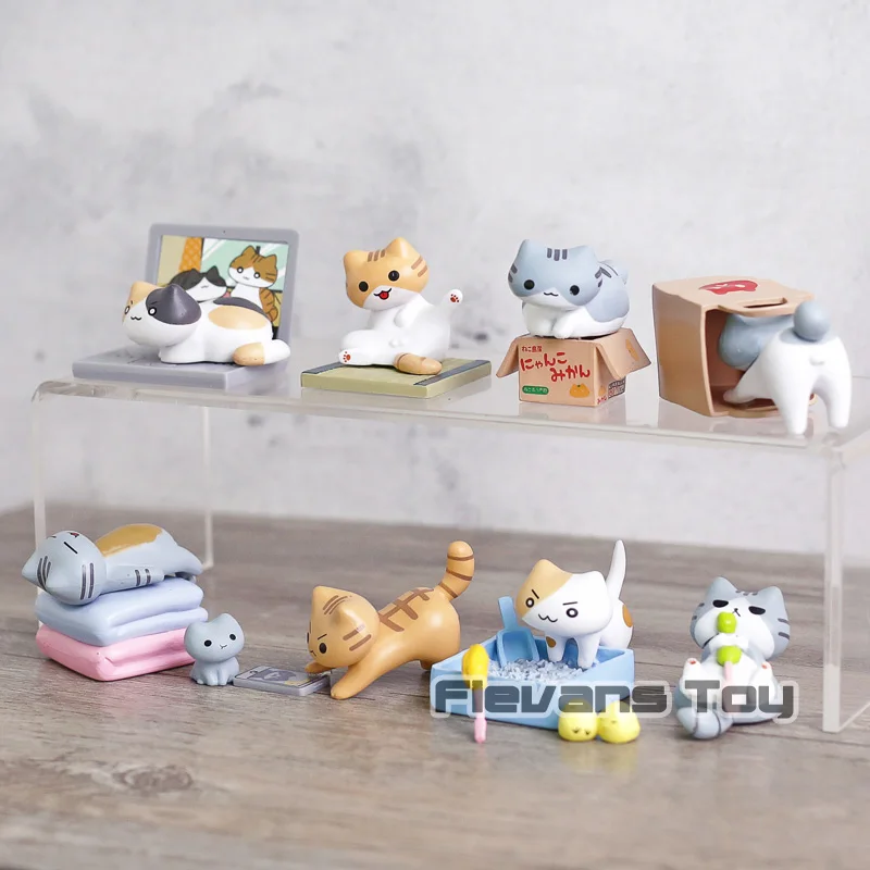 Японская игра мультфильм Kawaii Neko кошки Китти мини ПВХ фигурки игрушки куклы 8