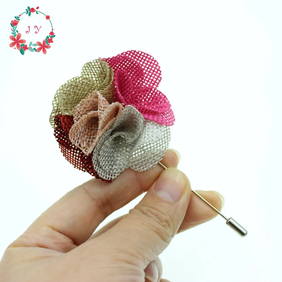 10pcs/lot brooch pin Linen Puff flower lapel 6cm suit boutonniere wedding groomsman button short wholesale | Дом и сад