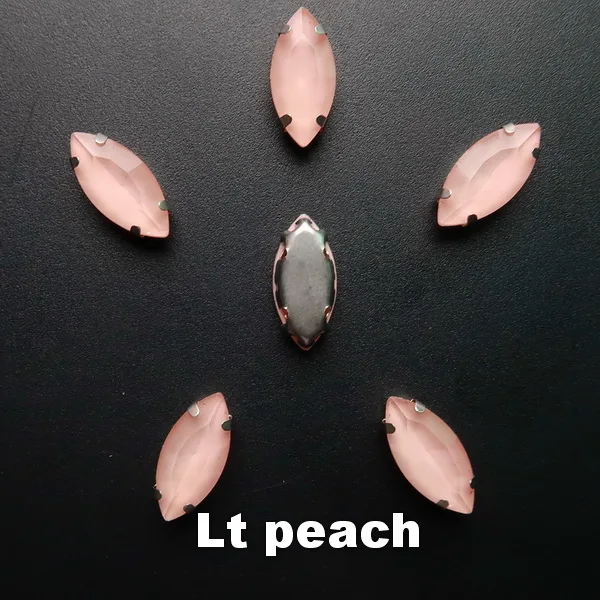 A21 Lt peach Желе конфеты AB цвета стекло кристалл серебро коготь настройки 7*15 мм Navette Маркиза Форма пришить Стразы Бисер свадебное платье diy - Цвет: A21 Lt peach