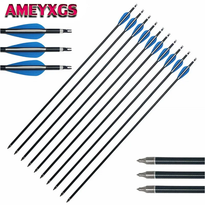 

6/12pcs 30" Archery Aluminum Arrows Shaft Spine 300 Broadheads Nocks Screw Points Tips For Outdoor Shooting Hunting Accessories