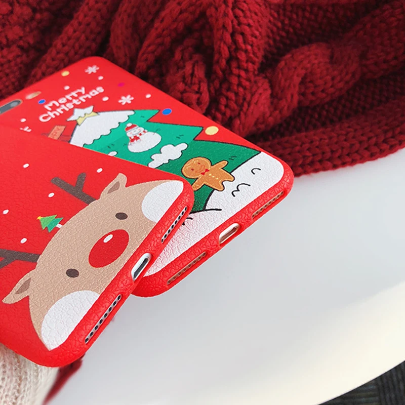WOTP Christmas Case For iPhone XS Max XR X 6 6S 7 8 Plus New Year Red Santa Claus Soft Phone Merry Tree Cover |