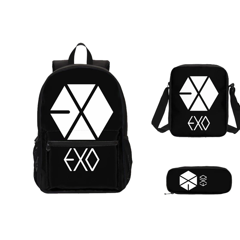 Комплект дизайнерских сумок EXO Kpop из 3 предметов дизайнерский рюкзак через плечо