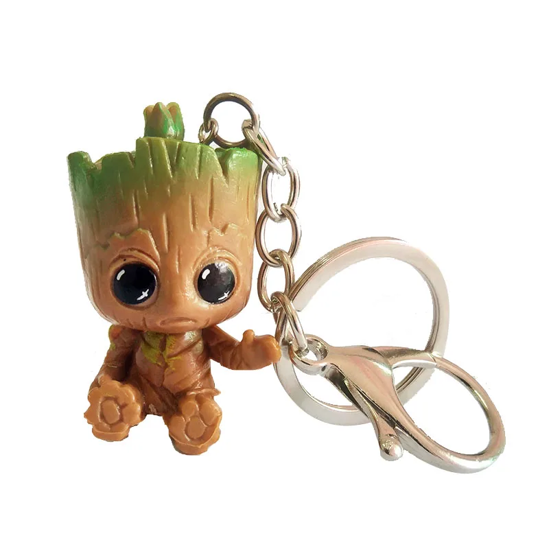 Black Groot брелок Фигура Мстителей кулон милый брелок для ключей автомобиля Брелки marvel модные ювелирные изделия подарок для мужчин wo мужчин детей - Цвет: Black
