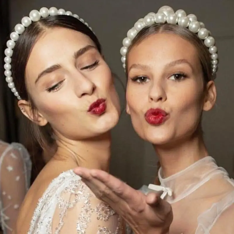 Европейский ретро блеск имитация жемчуга Бисероплетение головная повязка для