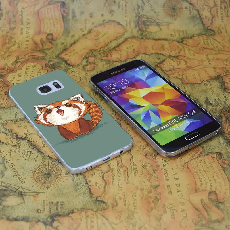 E0917 Red Panda Happy Transparent Hard PC Case Cover For Samsung Galaxy Note S 3 4 5 6 7 8 9 Mini Edge Plus |