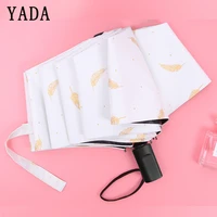 yada design bronzing feather pattern umbrella fold rainy umbrellas for women uv rainproof sun protection parasol umbrella yd097