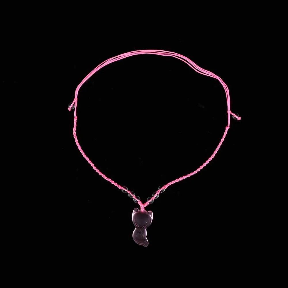 1 Pcs Women Cute Stone Pink Fox Pendant Necklace Lucky Gifts Hot Sale Fashion Jewelry for Friends Adjustable Size | Украшения и
