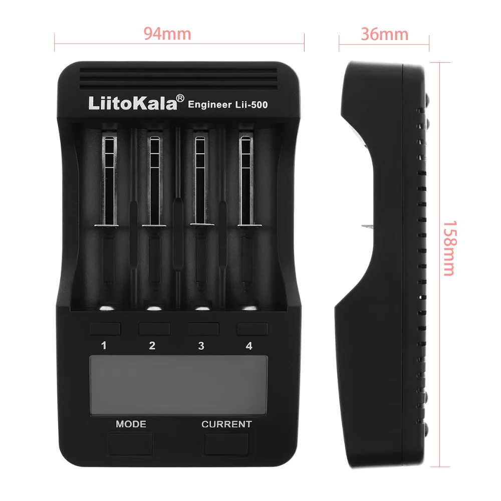 Умное зарядное устройство Liitokala Lii500 4 слота с ЖК дисплеем для Ni MH батарей типа AA AAA 3