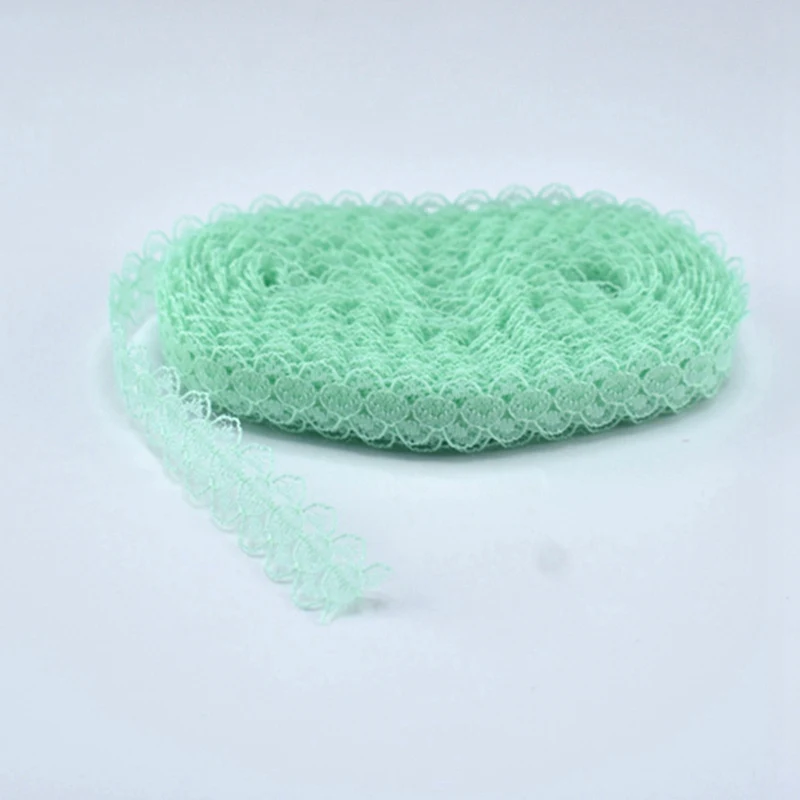Light green 10 ярдов швейная кружевная Лента ткань 14 мм ширина африканская кружевная ткань хлопок отделка вышитые DIY Домашняя одежда свадебное украшение - Цвет: Light green