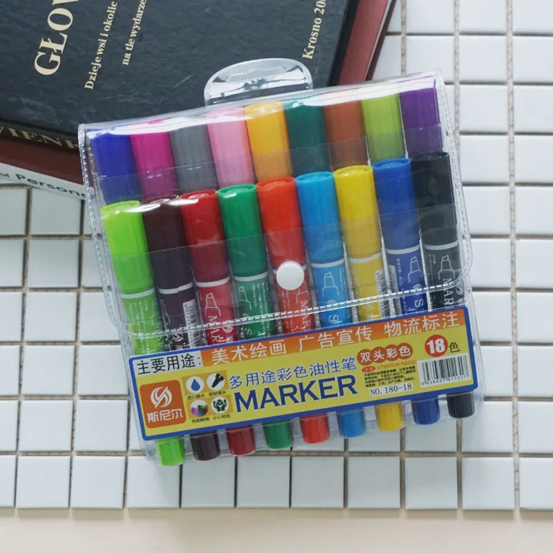 markers 12/18/24/30 colors oily art school pen Double-headed art supplies markers drawing markers set manga kawai