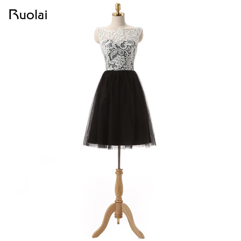 Реальное изображение доступный кружевной топ А-силуэта короткое вечернее платье