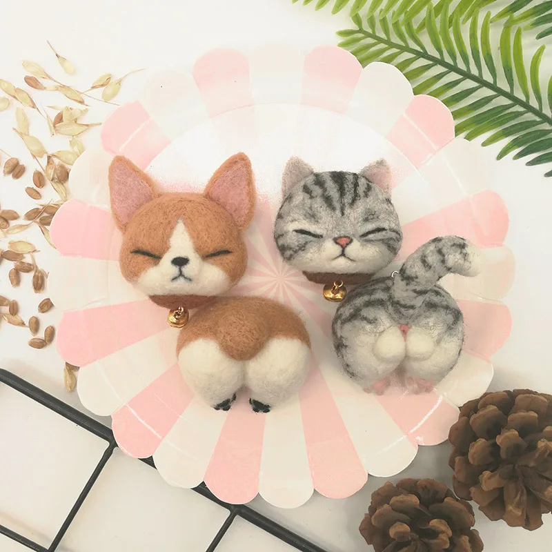 Кота и броши в форме собаки держатели для ключей Шерсть Кружево комплект