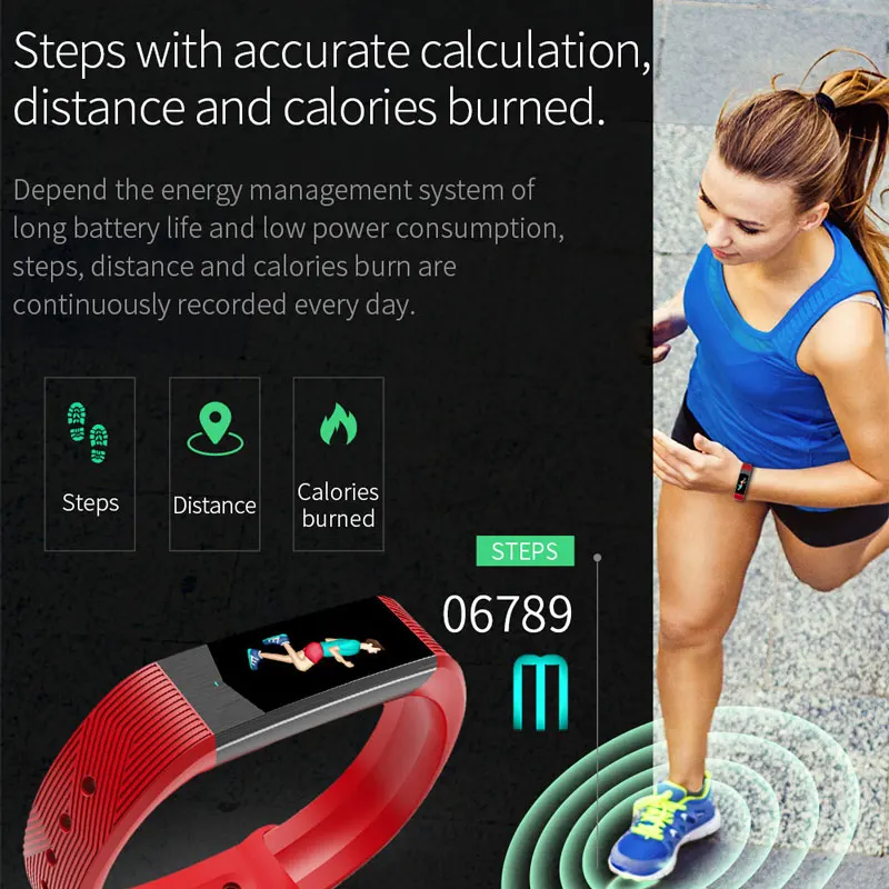 Смарт браслет B3 цветной экран пульсометр измерение кровяного давления смарт