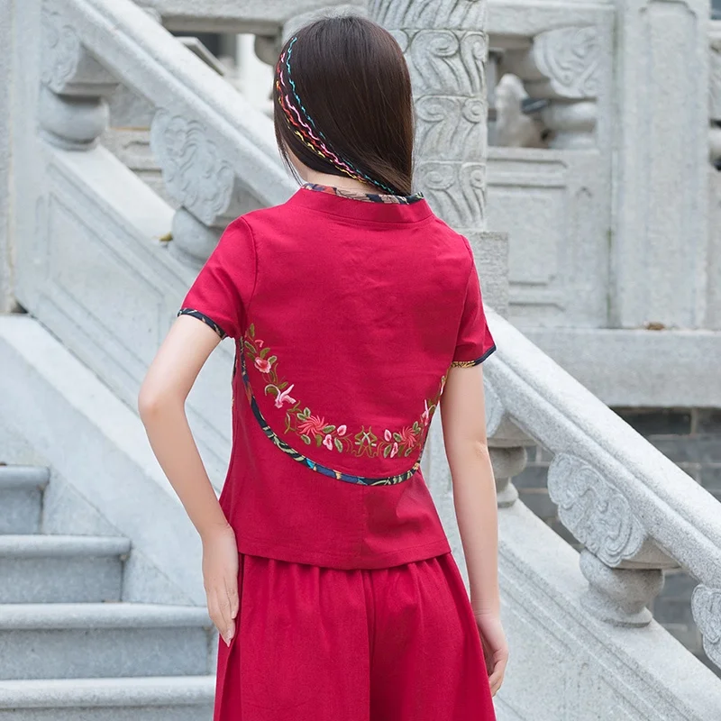 Традиционная китайская одежда для женщин cheongsam Топ Мандарин воротник женские
