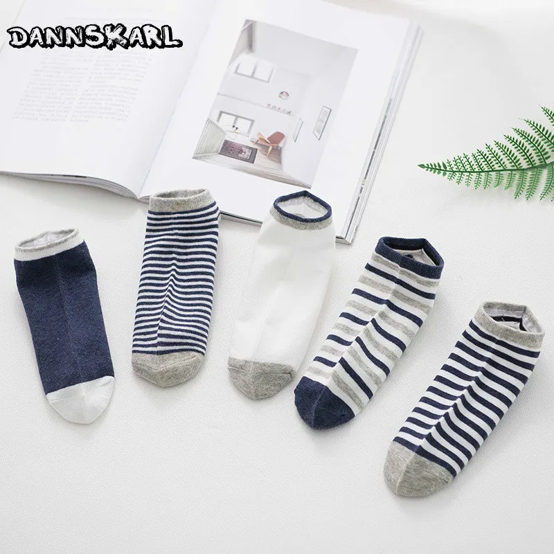 

New Summer Men Socks Spring Cotton Short Socks Thin Strips Sock Men Casual Meias Fashion Male Boat Sock 5 Pairs