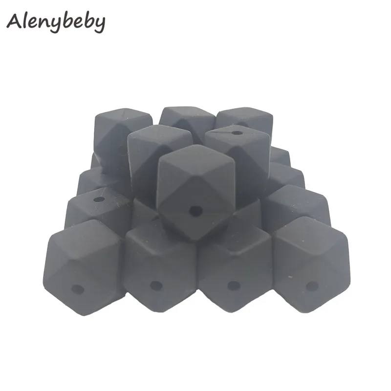 Black 50 шт. силиконовая форма бусины шестигранный Прорезыватель 17 мм DIY детское жевательное ожерелье BPA свободное вскармливание ювелирные изделия силиконовые бусины-прорезыватели детские игрушки - Цвет: Black